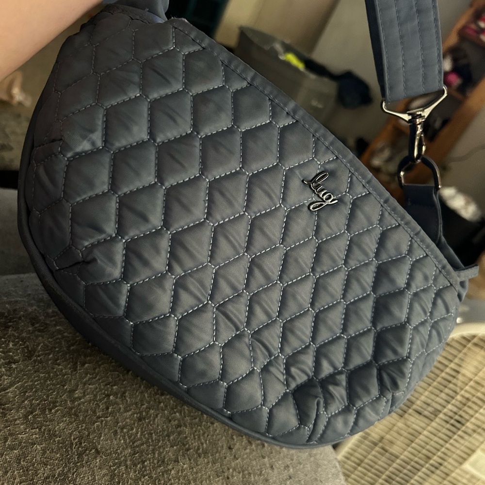 Lug Quilted Shoulder Bag in Gray
